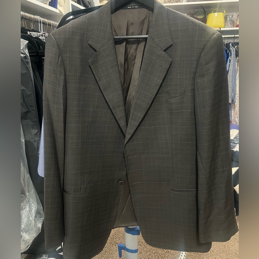 Armani Collezioni Dark Gray Windowpane Sport Coat